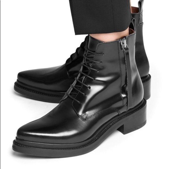 Acne Studios Linden Boots Black Leather Combat - Picture 3 of 13